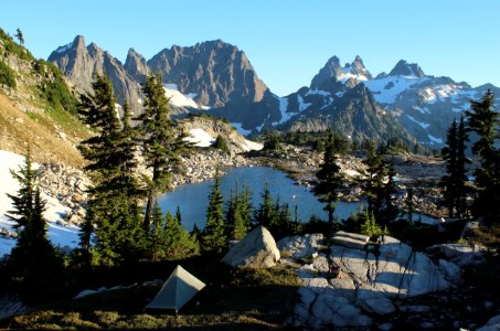 Dispersed camping at Tank Lakes, Alpine Lakes Wilderness on the Mt. Baker-Snoqualmie National Forest photo
