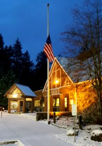 Headquaters of Olympic National Forest in winter