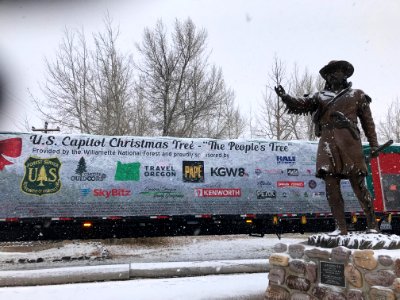Truck pulls into Ft Bridger WY