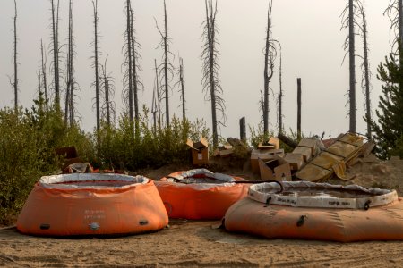 Pumpkins filled with water to plumb wireline