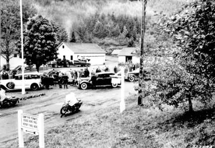 353543 President Roosevelt, His Enclosed Car on Left, at Snyder RS, Olympic NF, WA 10-1-1937 photo