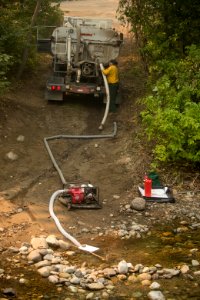 Water tender filling at the Twisp River