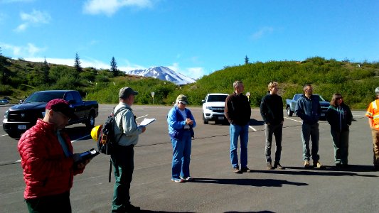 Safety briefing and operational review the morning of the 2018 tunnel and intake gate inspection, photo by U.S. Forest Service.