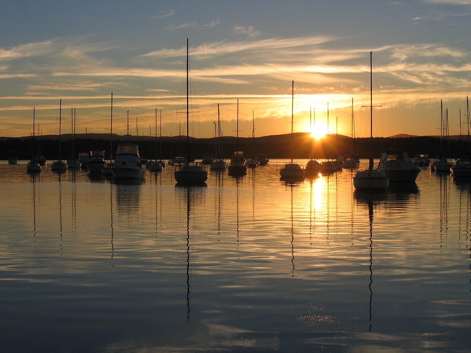 Sunset landscape reflection