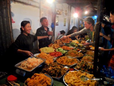Street Food buffet in Luang Prabang