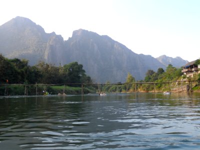 Bamboo bridge in Vieng Vang