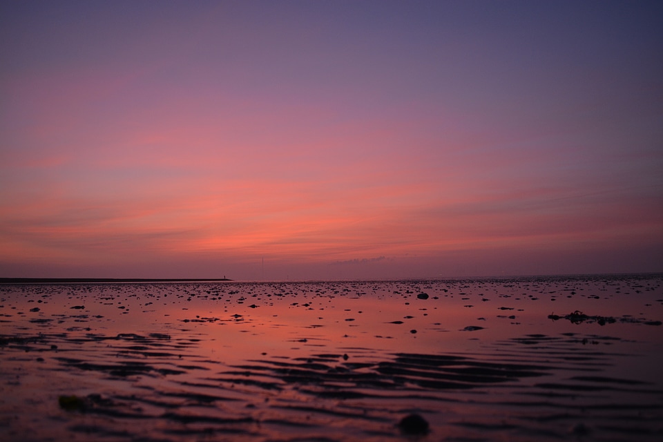 Evening sky wadden sea sea