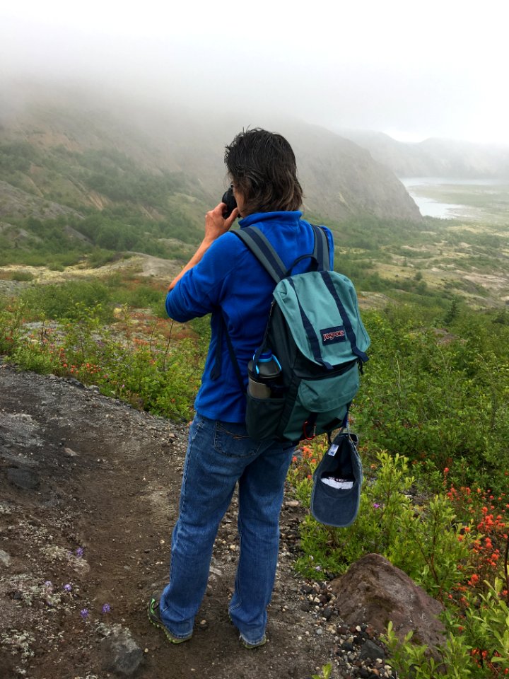 20190702 Hiker at Mount St Helens National Volcanic Monument.