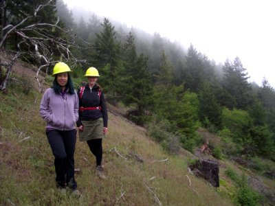 201905 RO Wildlife Biologist Anne Poopatanapong and US Fish and Wildlife Service Endangered Species Biologist Karen Reagan who visit Olympic NF to discuss Taylor’s checkerspot habitat.