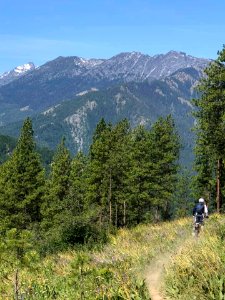 Motorcycle-OnTrailWithTreesAndMtnsInBackground OkaWenNFbyMasonSchuur2019July