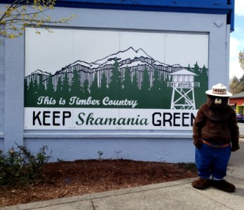 20190420 Smokey Bear at a Fire Prevention mural unveiling in Stevenson WA. photo