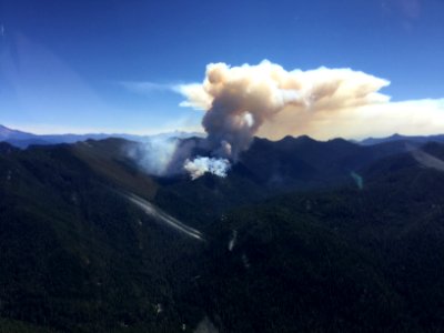 Beachie Creek Fire Smoke at a Distance from Helicopter Willamette National Forest