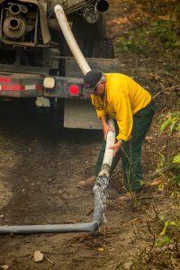 Water tender filling at the Twisp River