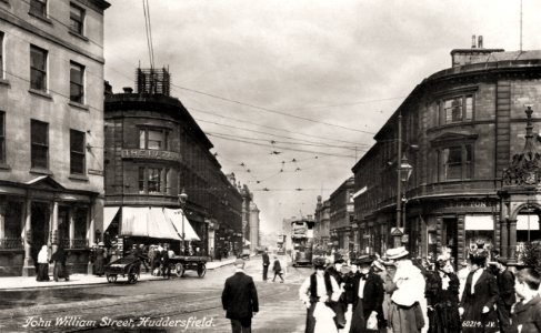 undated photo postcard of John William Street, Huddersfield