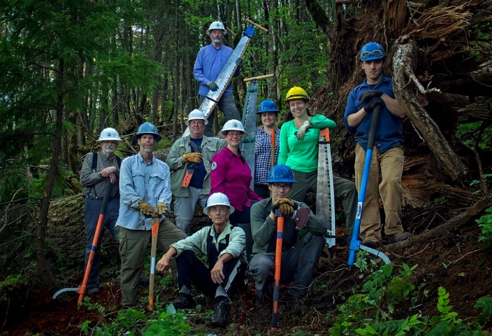 Pacific Crest Trail Association and the Mazamas at a trail work party.