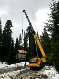 202011 GiffordPinchot new toilet being installed at Lava Canyon, USDA Forest Service photo.