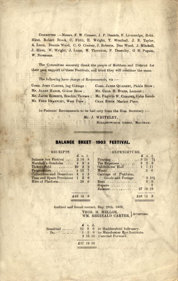 Meltham Feast 1904 - Music Festival [page 8] photo
