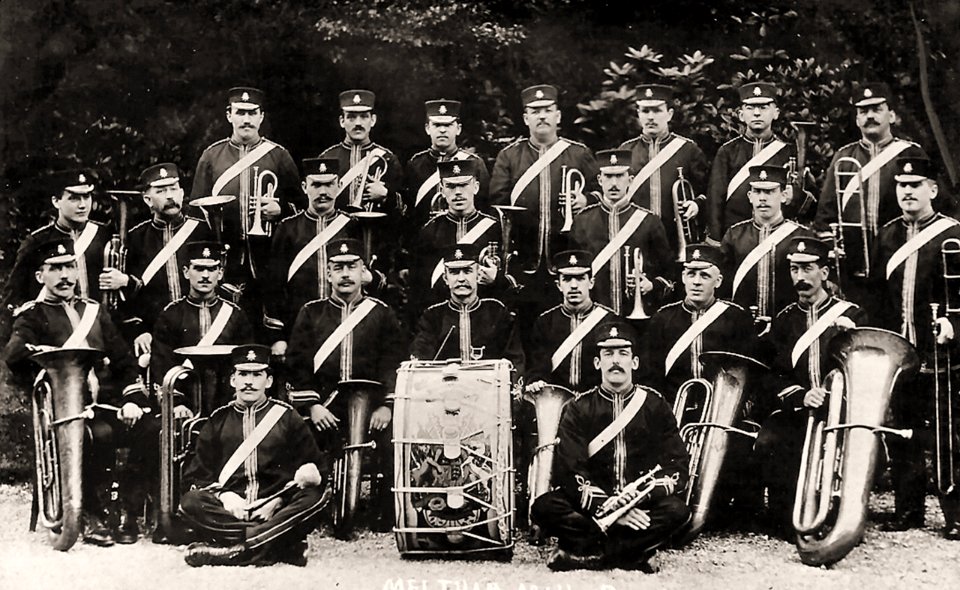 photograph of the Meltham Mills Brass Band, circa 1908