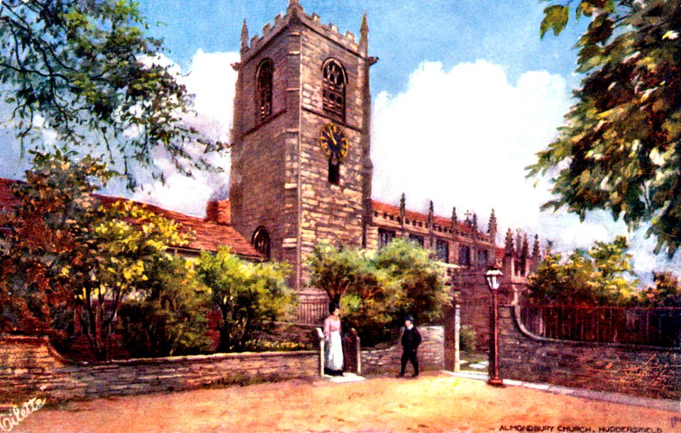 1920s postcard of Almondbury Parish Church