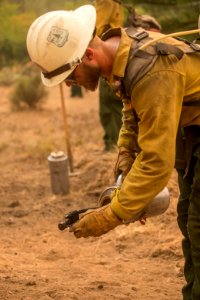 Firefighters conducting burnout operation