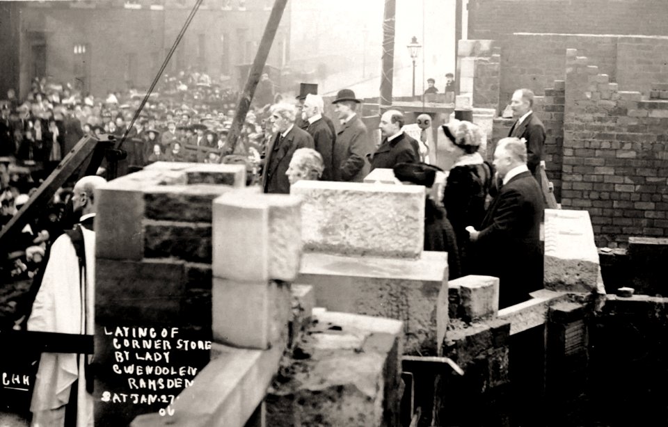 photograph of the stone laying of the St Paul's Church Schools, Huddersfield