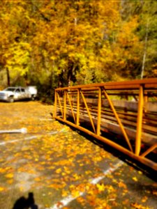 20191023 New bridge waiting for placement at Eagle Creek trailhead. (USDA Forest Service photo by Edan Lira)