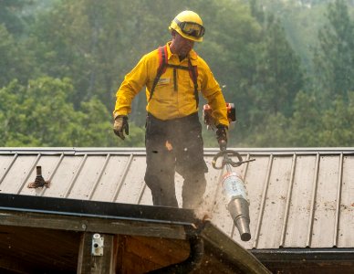 Structure prep ahead of the Taylor Creek Fire