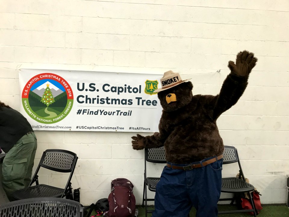 Making Christmas ornaments at the University of Oregon spring football game. Smokey was very excited!
