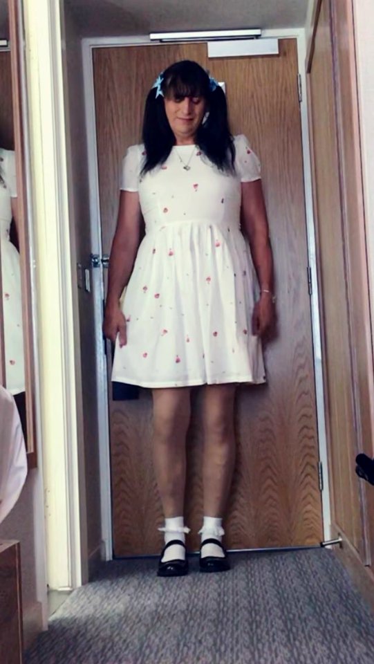 Love my white dress with my girls shoes and socks