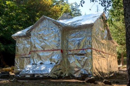 Historic Store Gulch wrapped in Kevlar foil