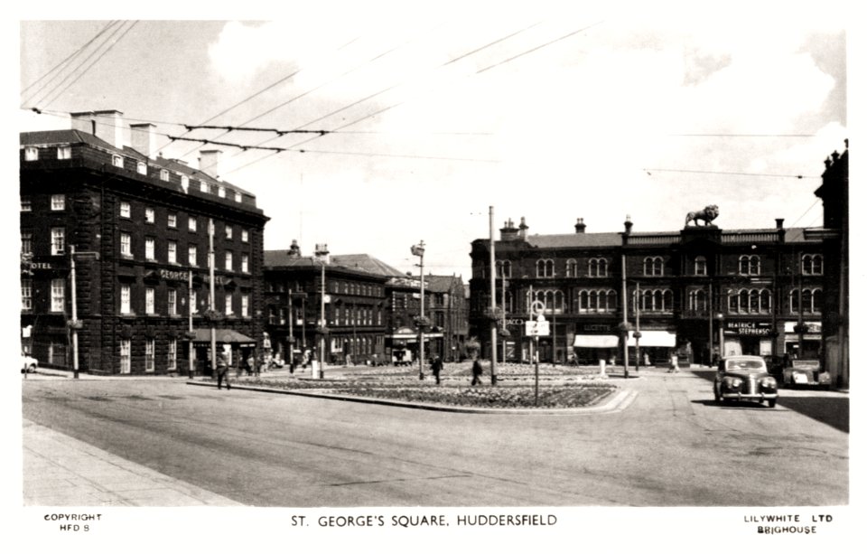 1950s photo postcard of St. George's Square, Huddersfield