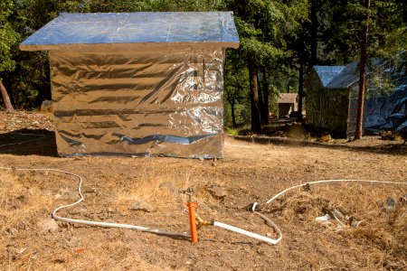 Historic Store Gulch wrapped in Kevlar foil