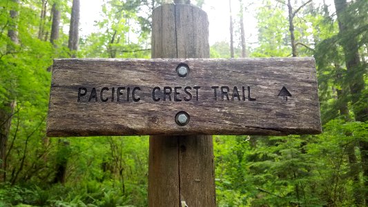 Pacific Crest Trail sign in Columbia River Gorge National Scenic Area