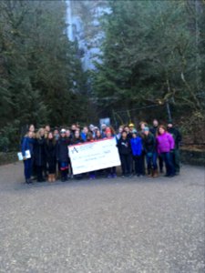 Athey Creek Middle School 8th Graders present a $9,000 check towards Eagle Creek Fire recovery efforts.