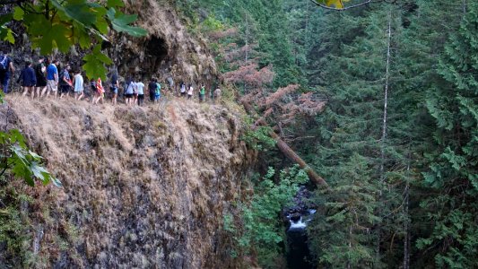 Sept. 2: Hiking single file along cliff. Photo courtesy of Noah Brown.