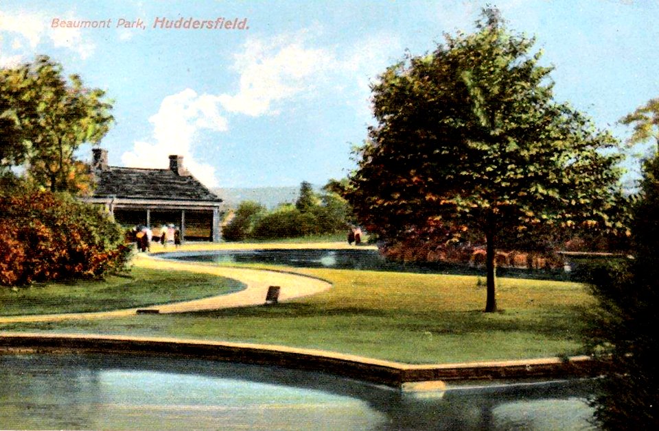 undated postcard of the lake in Beaumont Park
