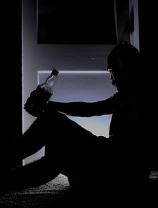 Drink alcohol alone photo