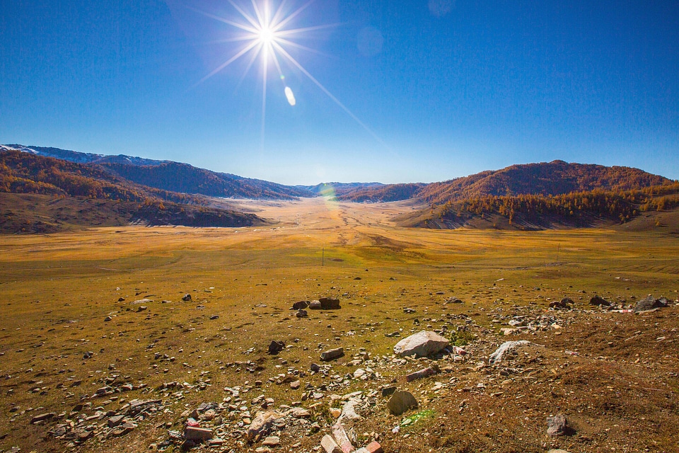 In xinjiang sun blue sky