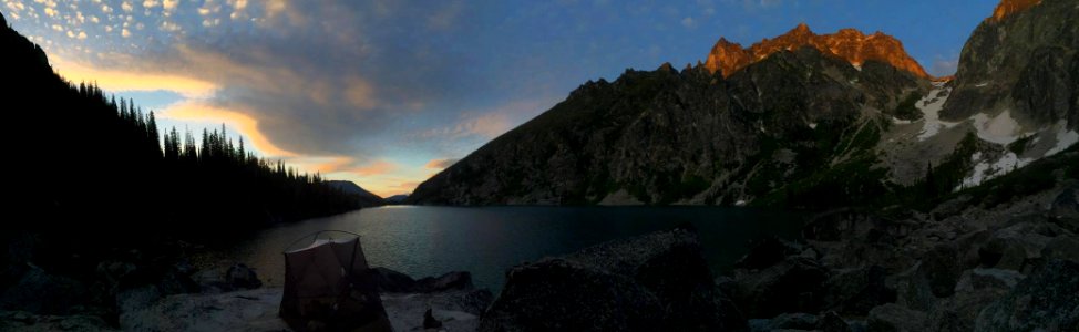 ColchuckLakeCampForTrailCrewAtSunset-Enchantments-WRRD-OkaWenNFbyMasonSchuurUSFS-July3-2016
