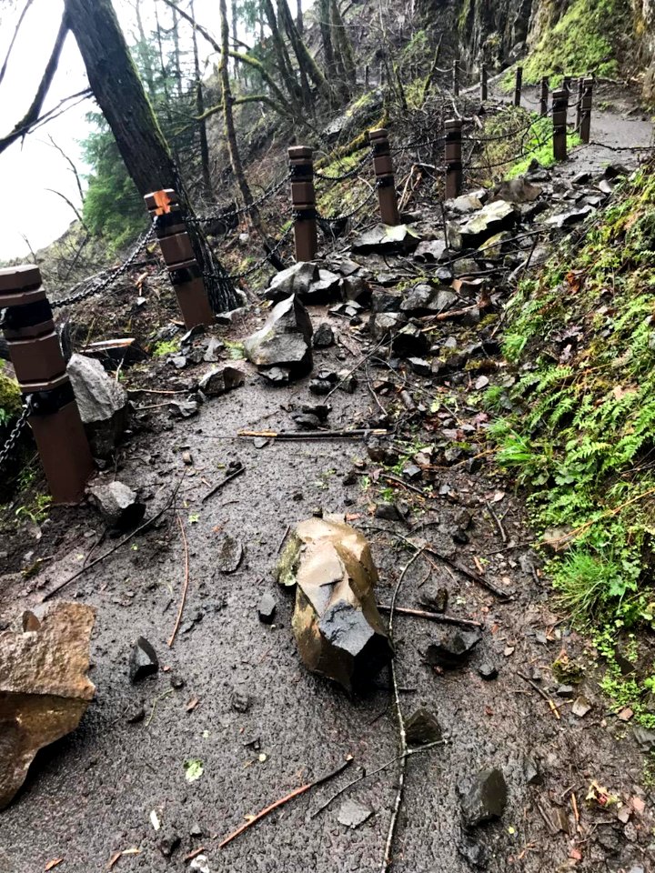 20190405 FS CRGNSA Rockfall is a hazard on many Gorge trails.