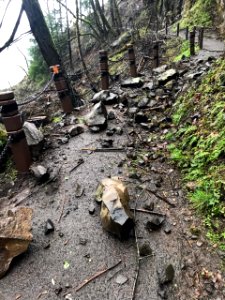 20190405 FS CRGNSA Rockfall is a hazard on many Gorge trails.