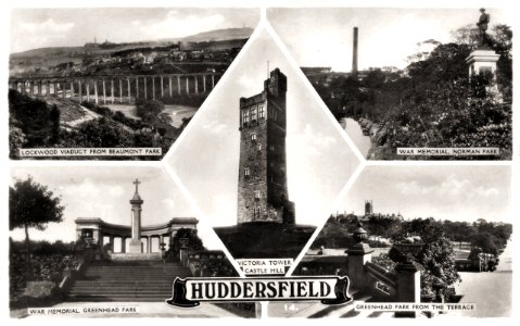 undated multiview photo postcard of Huddersfield