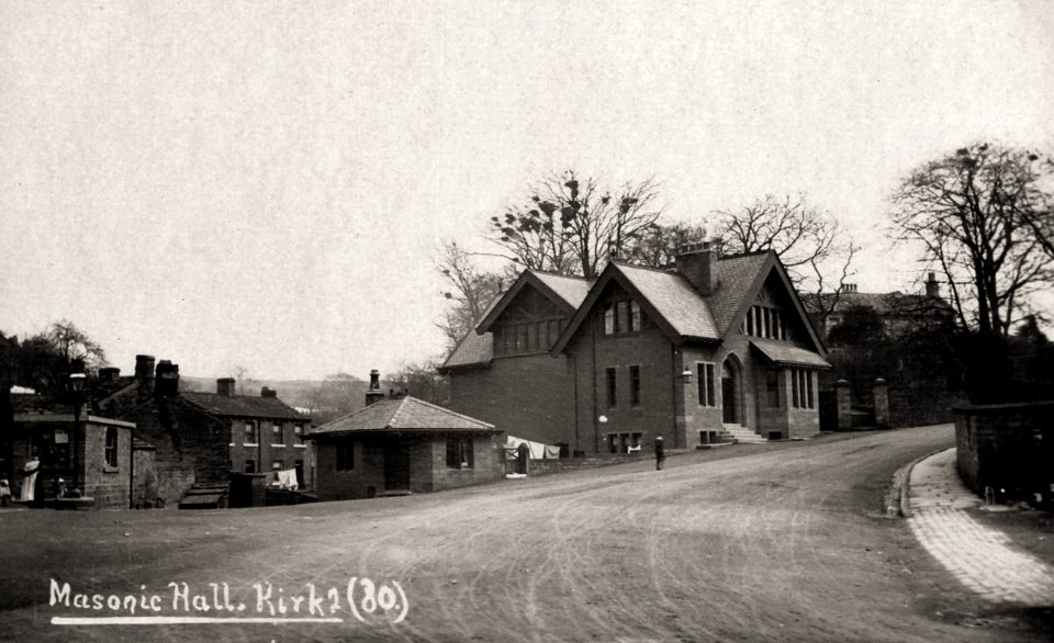 1910s photo postcard of the Masonic Hall, Kirkburton