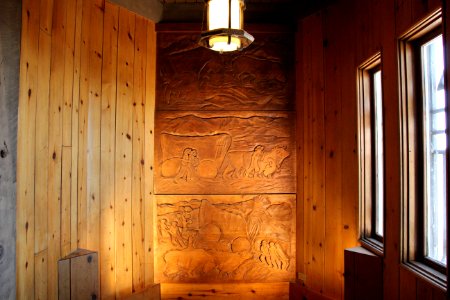 Timberline Lodge Staircase, Barlow Road Carvings - Mt. Hood National Forest. Photos by Trent Deckard