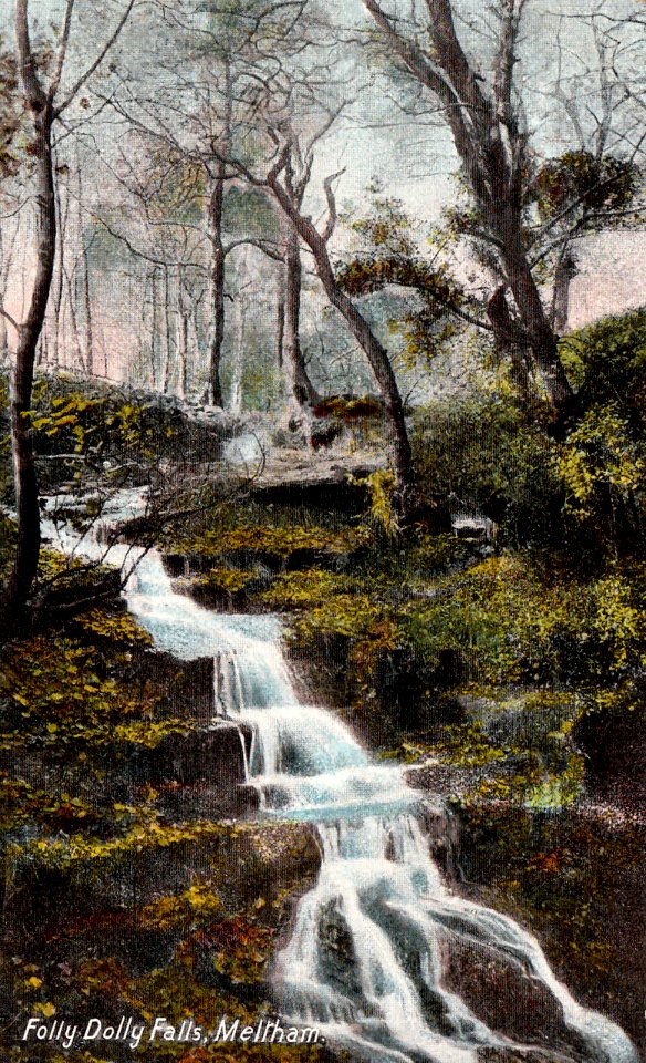 Postcard of Folly Dolly Falls, Meltham