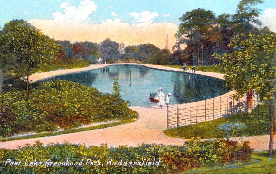 1908 postcard of Pear Lake, Greenhead Park