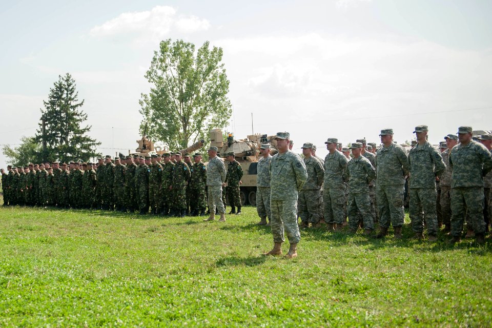 Soldiers during Exercise Saber Guardian 16 opening ceremony