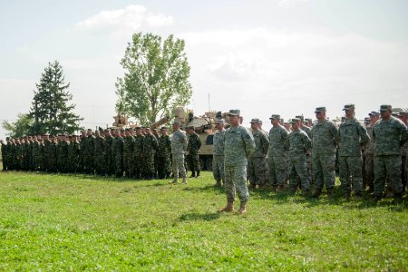 Soldiers during Exercise Saber Guardian 16 opening ceremony
