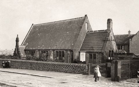 undated photo postcard of St Mary's Mission Church, Outlane, Huddersfield
