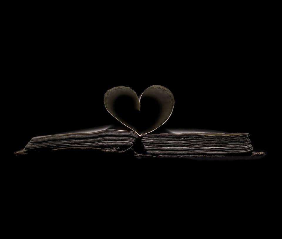 Paper heart book hymn book